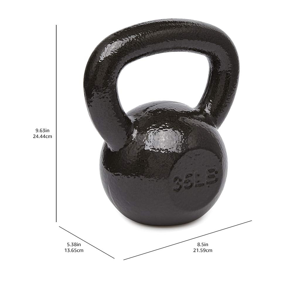 Amazon Basics Cast Iron Kettlebell for Strength Training | Black | 10lbs - 60lbs