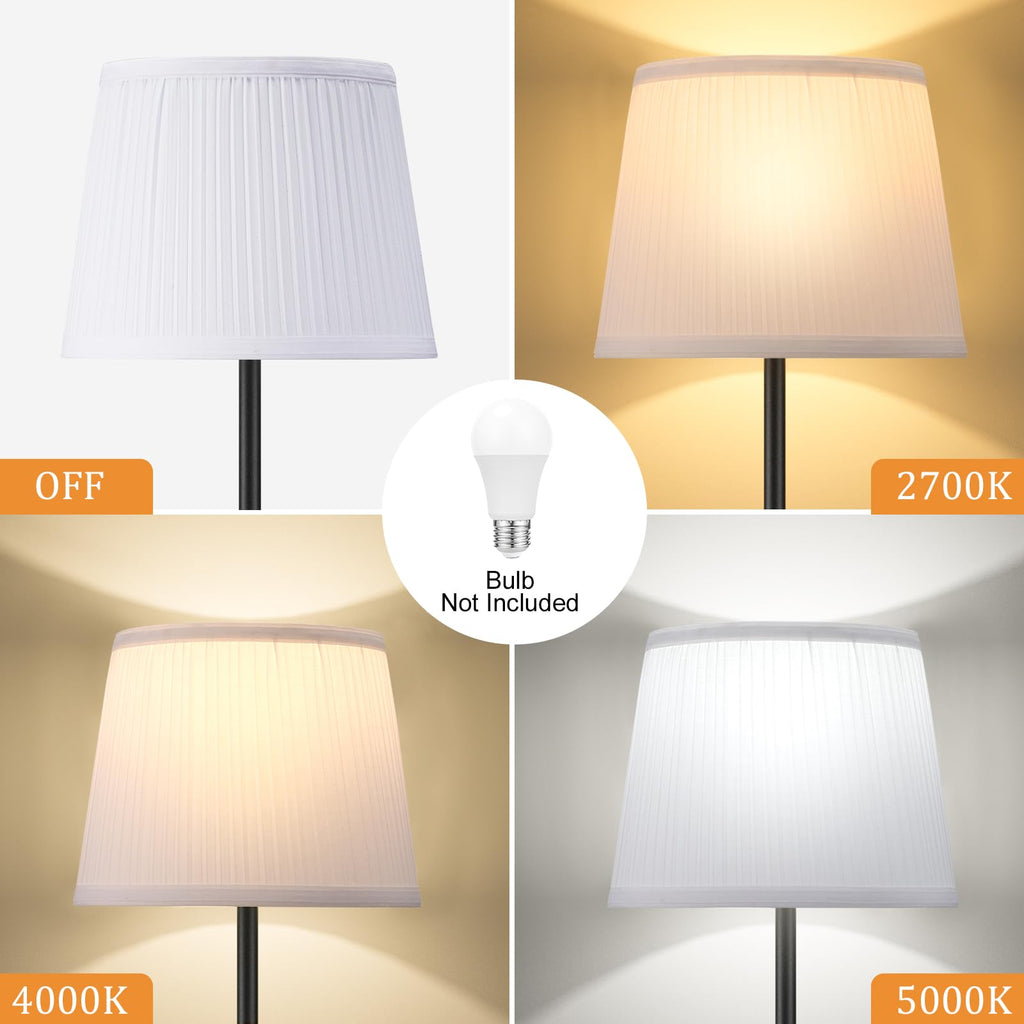 Modern Floor Lamp Simple Design with White Shade & Foot Pedal Switch