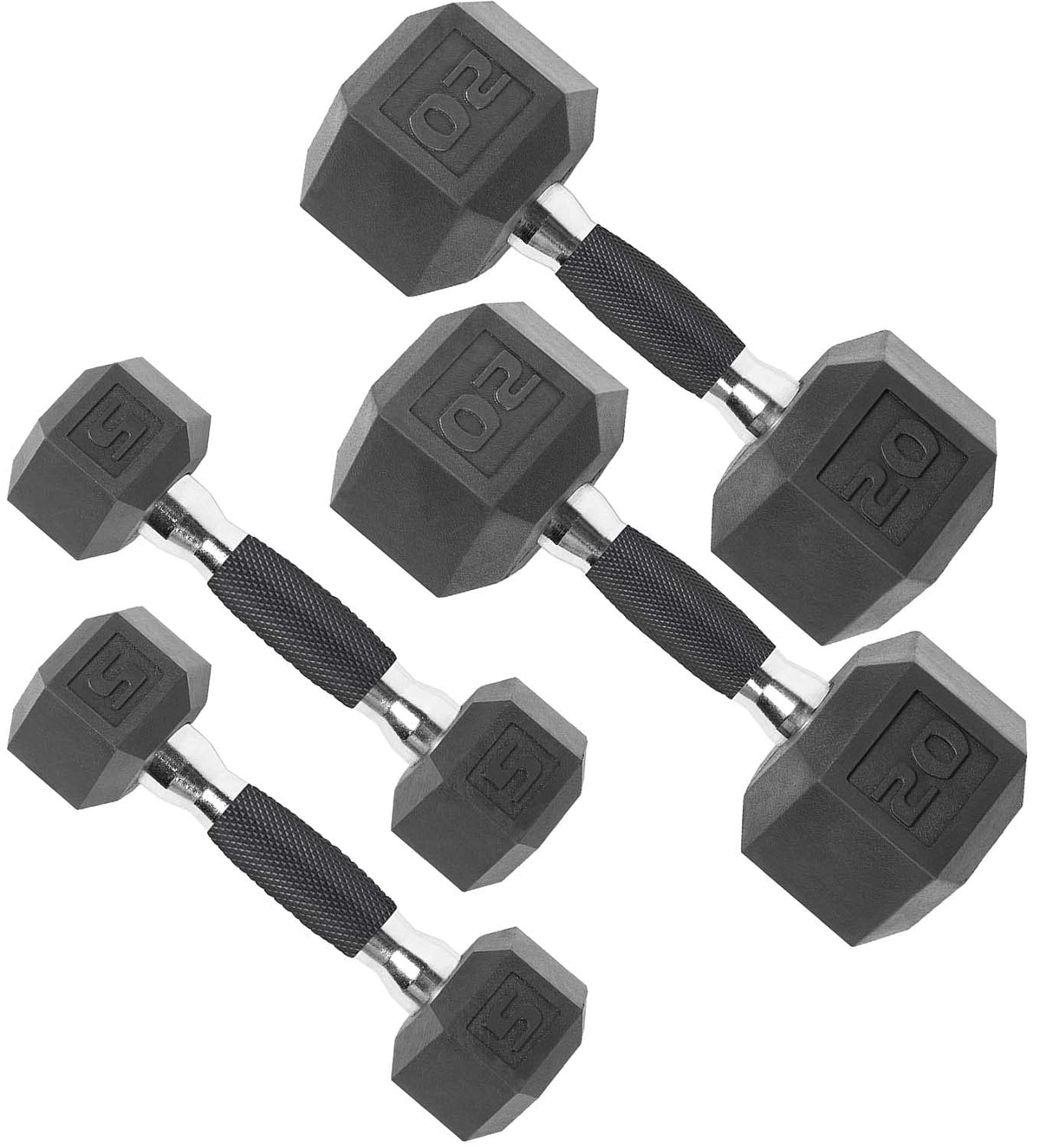 CAP Rubber Coated Dumbbell Weights for Strength Training, Anti-Roll Hex