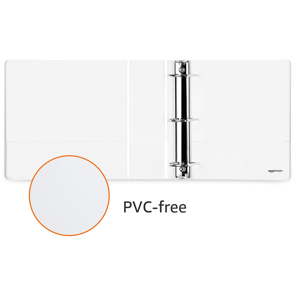 Amazon Basics 3 Ring Binders, 2 Inch, D-Ring Organizer for School, Home Office, White, 4 Pack