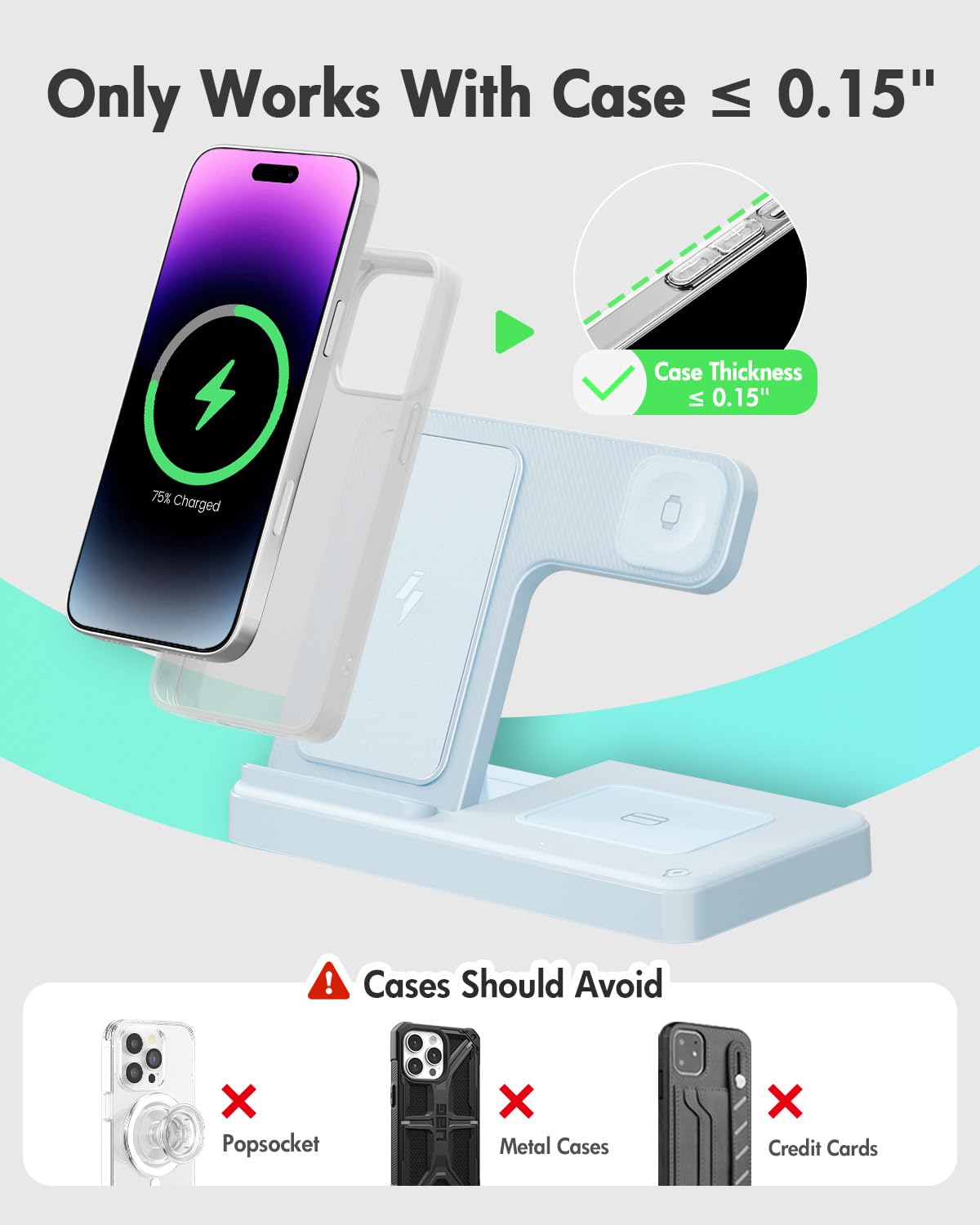 Wireless Charging Station for Apple Devices | 3 in 1 (I phones, Apple Watches, Airpods