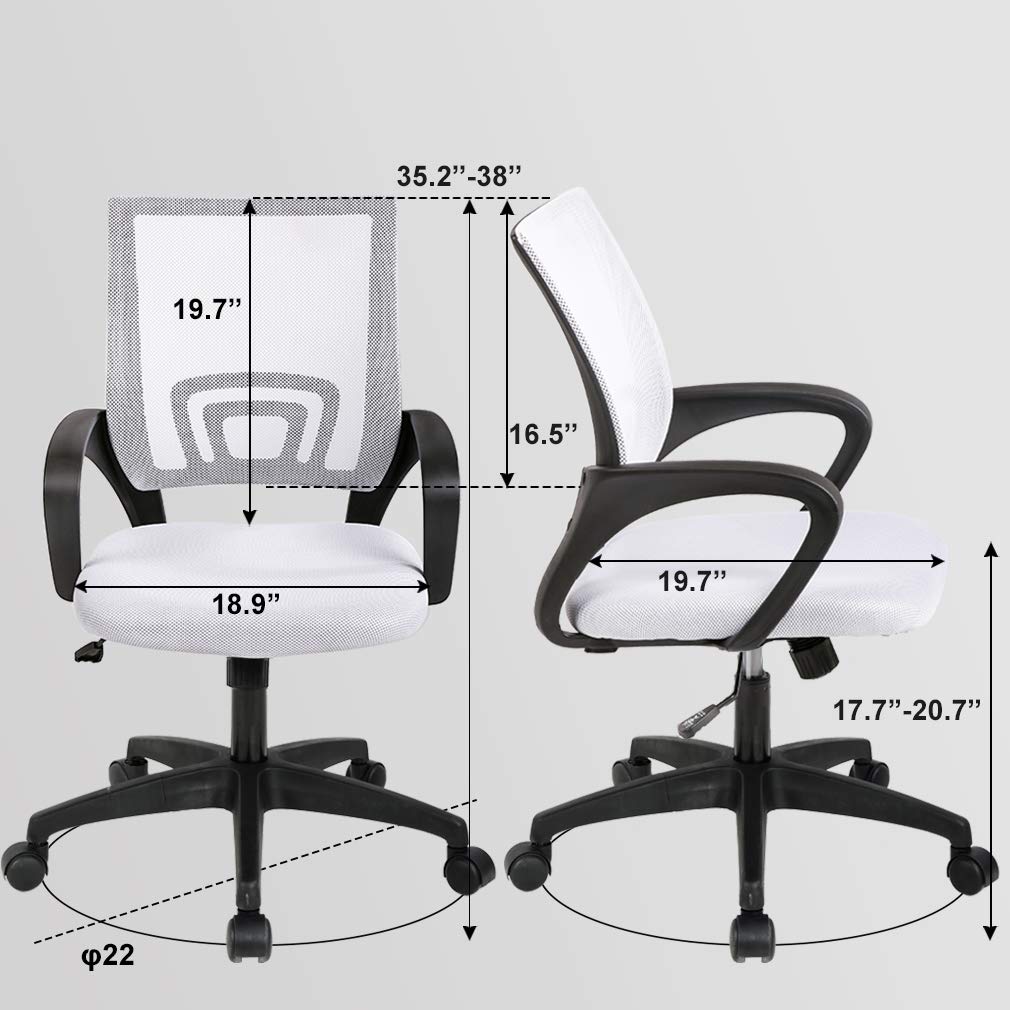 Ergonomic Office Chair | Mid-Back Swivel Desk Chair | with Lumbar Support