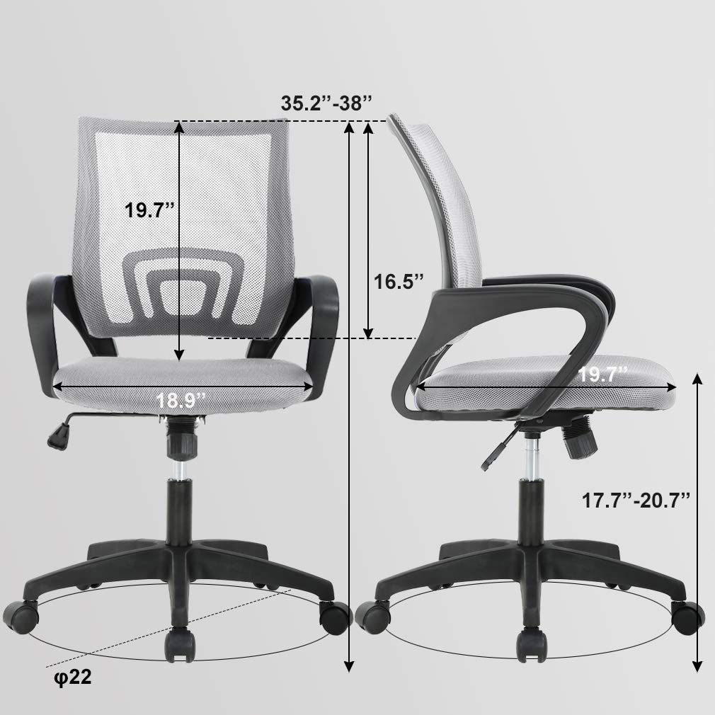 Ergonomic Office Chair | Mid-Back Swivel Desk Chair | with Lumbar Support