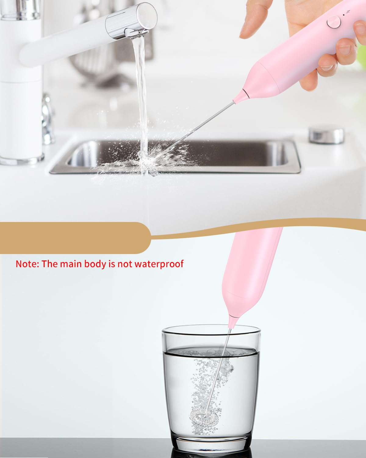 CIRCLE JOY Rechargeable Milk Frother Handheld, Dual Coil Whisk Head Electric Coffee Frother, Portable Hand Frother Wand Drink Mixer for Matcha Lattes Cappuccino, Kitchen Gifts, Black