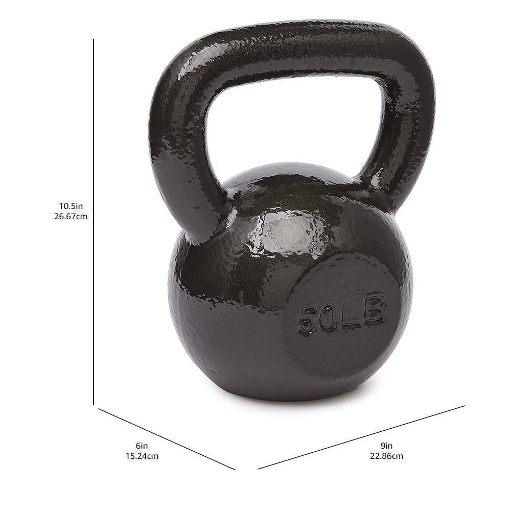 Amazon Basics Cast Iron Kettlebell for Strength Training | Black | 10lbs - 60lbs