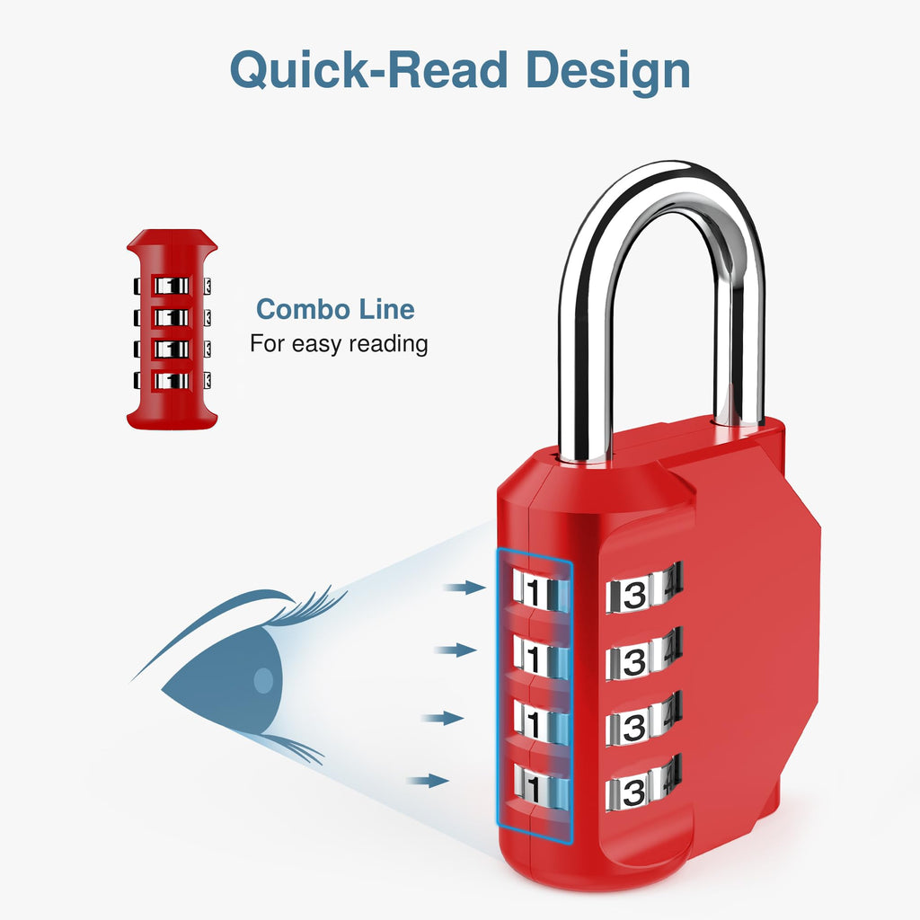 Puroma | 1 Combination Lock | 4 Digit Padlock | 2, 3, 4, & 10 Combo Packs