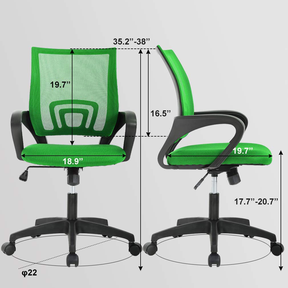 Ergonomic Office Chair | Mid-Back Swivel Desk Chair | with Lumbar Support