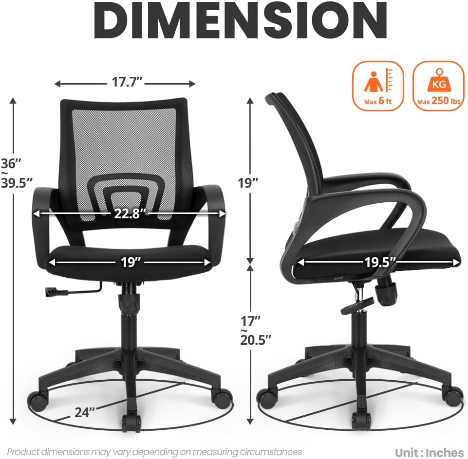 Office Computer Chair Ergonomic Mid-Back Mesh Desk