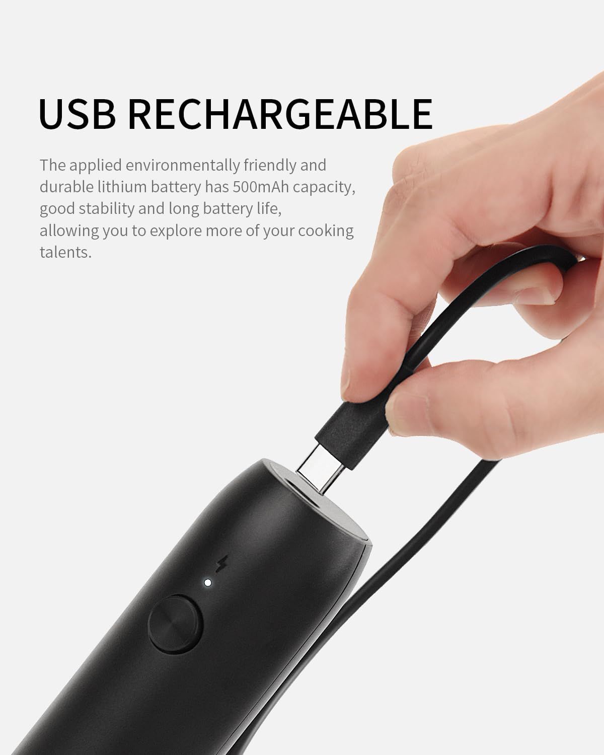 CIRCLE JOY Rechargeable Milk Frother Handheld, Dual Coil Whisk Head Electric Coffee Frother, Portable Hand Frother Wand Drink Mixer for Matcha Lattes Cappuccino, Kitchen Gifts, Black