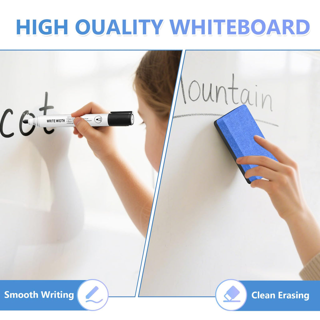 Magnetic Dry Erase Whiteboard, 46 x 33 Inch / 1 Magnetic Eraser, 2 Pens, Marker Tray, 6 Magnets