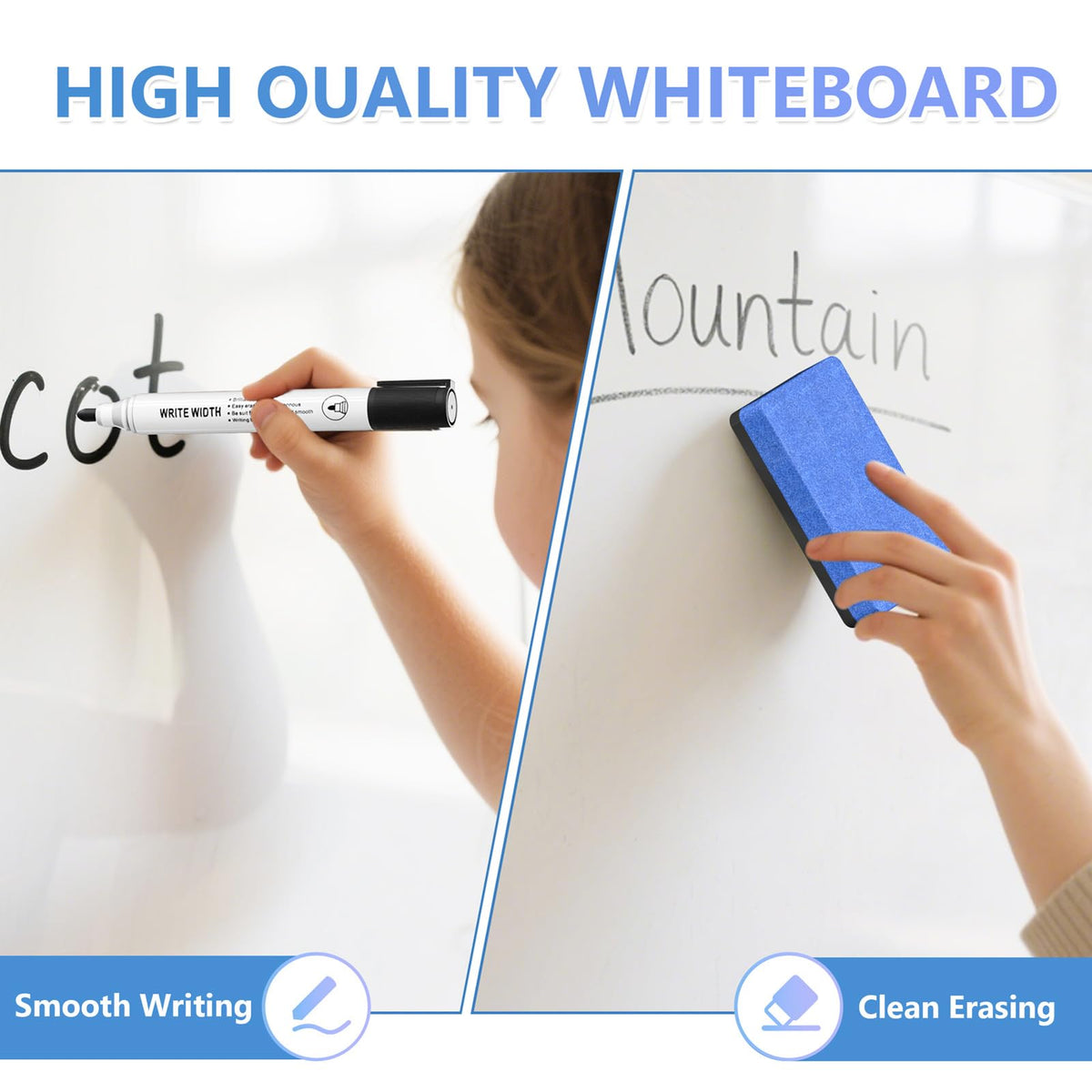 Magnetic Dry Erase Whiteboard, 46 x 33 Inch / 1 Magnetic Eraser, 2 Pens, Marker Tray, 6 Magnets