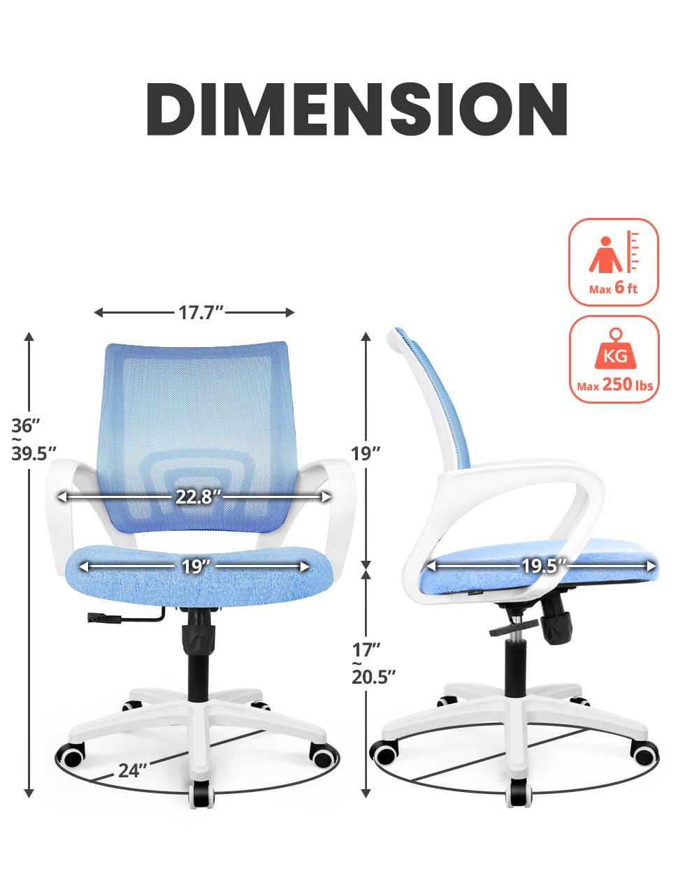 Office Computer Chair Ergonomic Mid-Back Mesh Desk