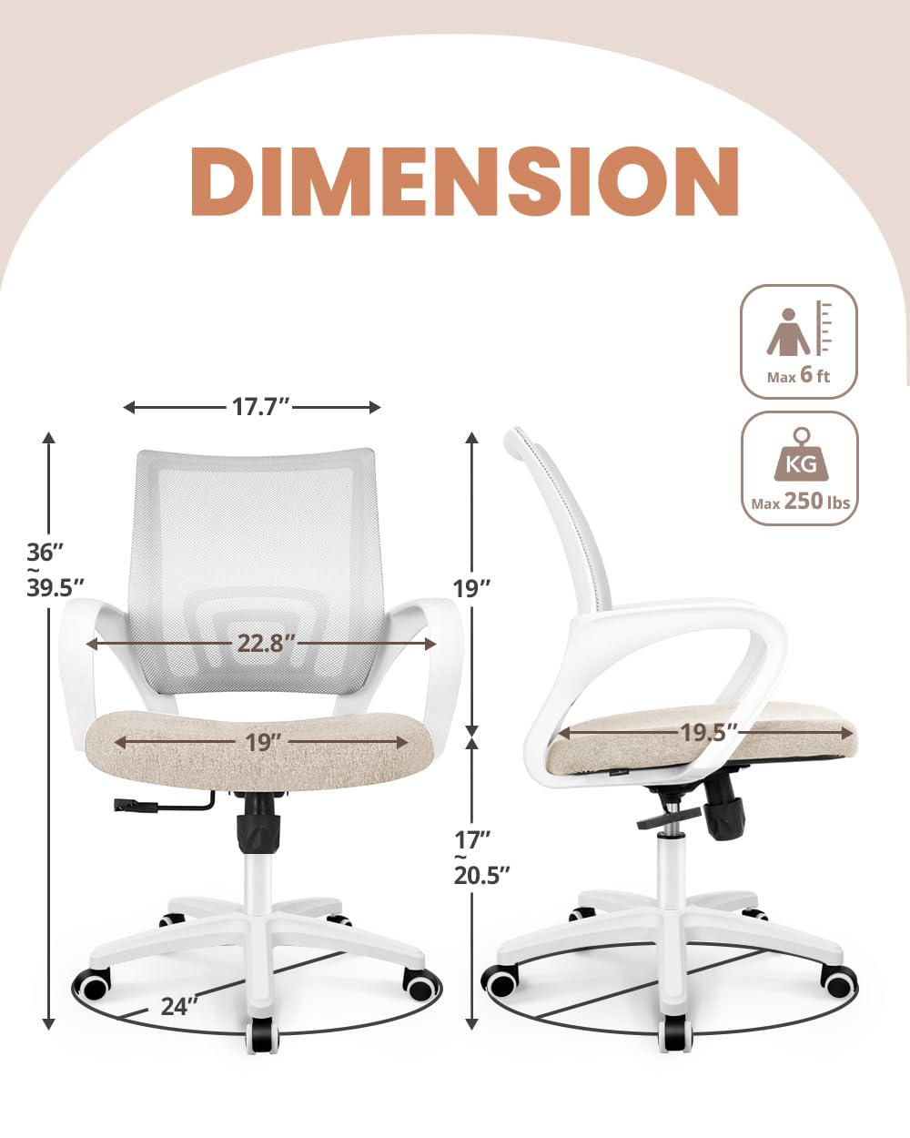 Office Computer Chair Ergonomic Mid-Back Mesh Desk