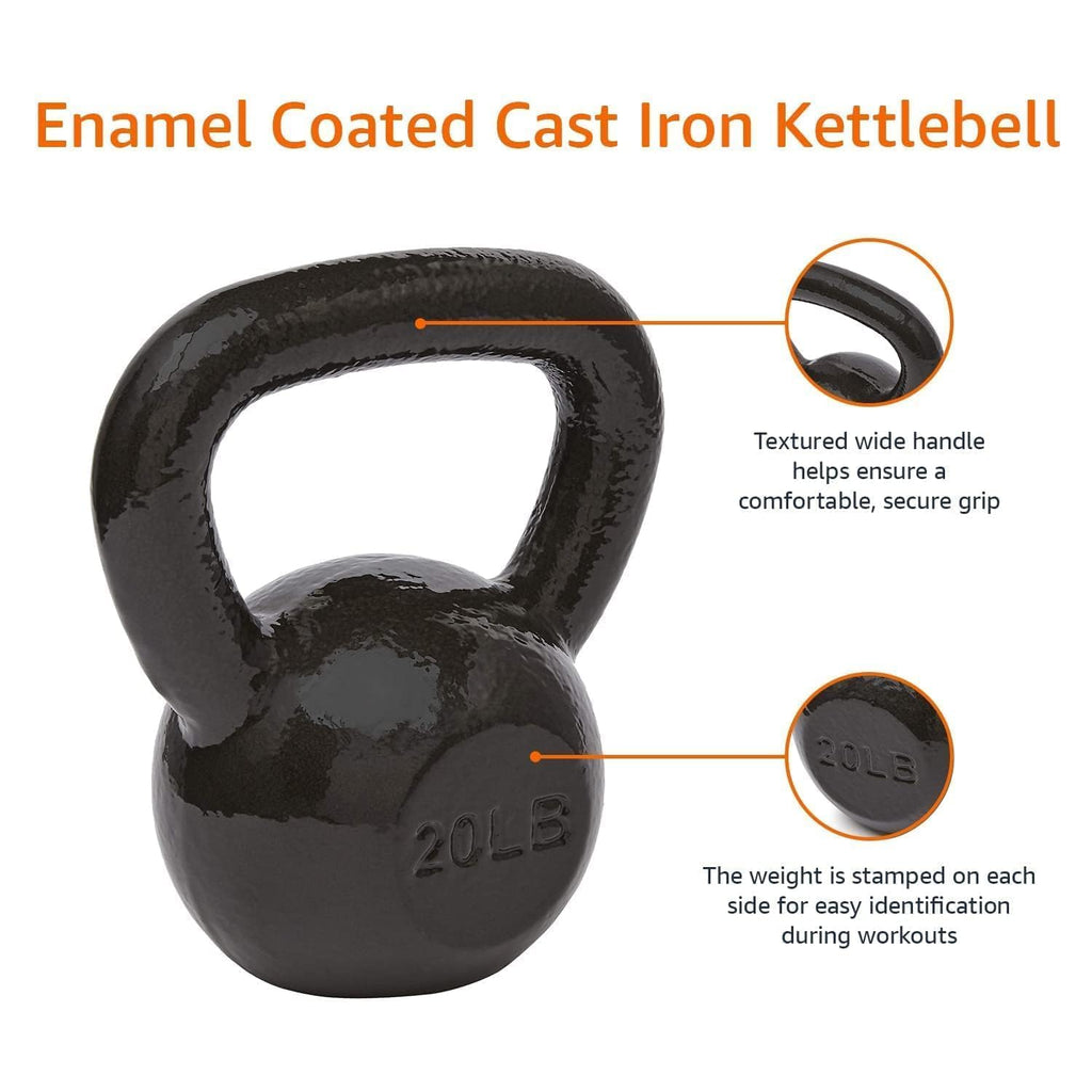 Amazon Basics Cast Iron Kettlebell for Strength Training | Black | 10lbs - 60lbs