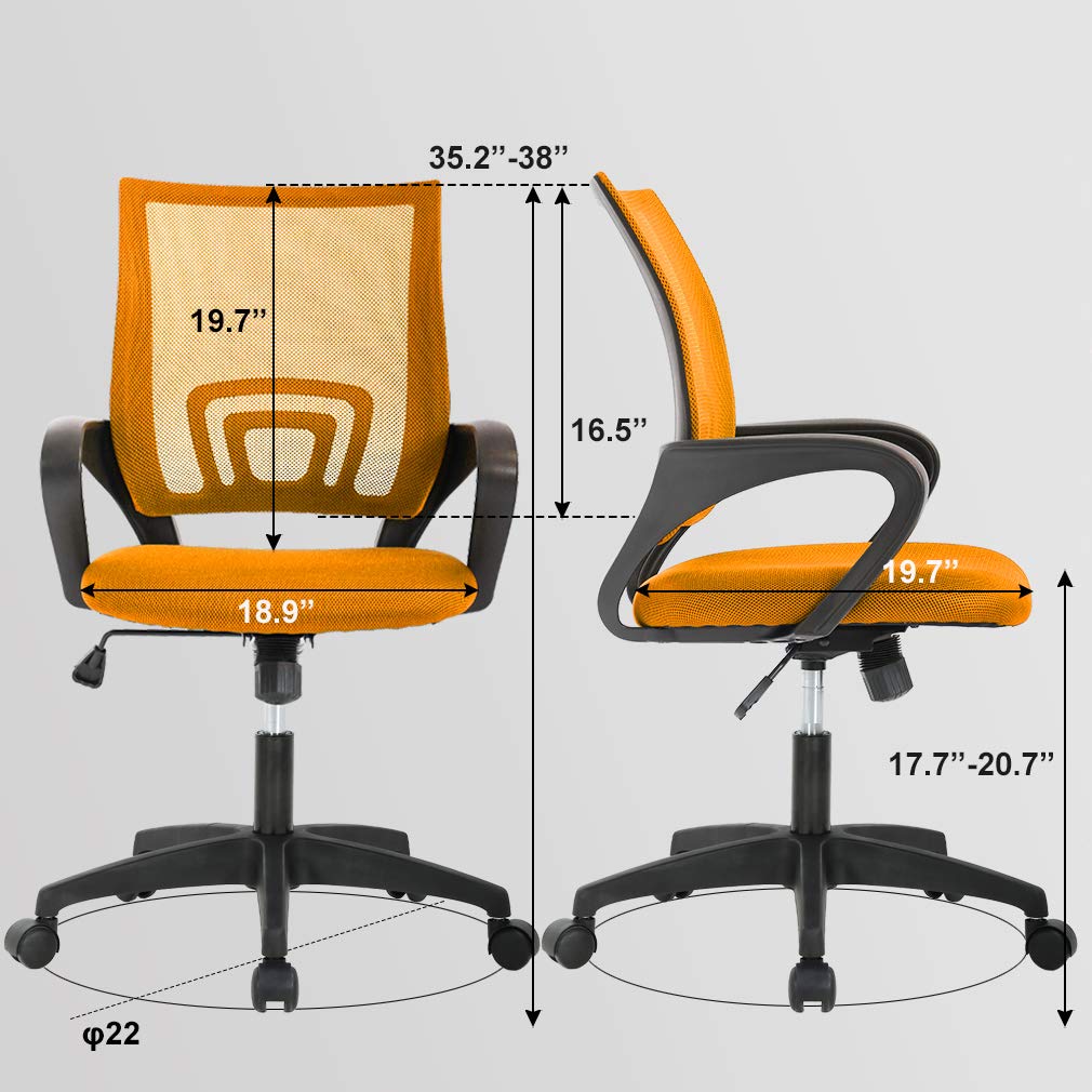 Ergonomic Office Chair | Mid-Back Swivel Desk Chair | with Lumbar Support