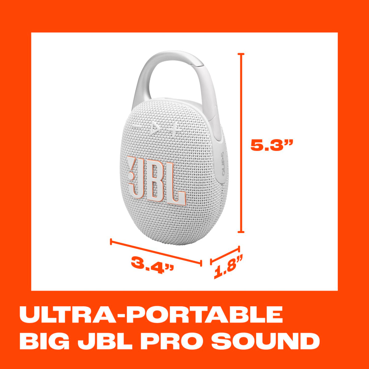 JBL Clip 5 - Ultra-Portable, Waterproof & Dustproof Bluetooth Speaker, Big JBL Pro Sound with Punchy bass, Integrated Carabiner, Up to 12 Hours of Play, Made in Part with Recycled Materials (Black)