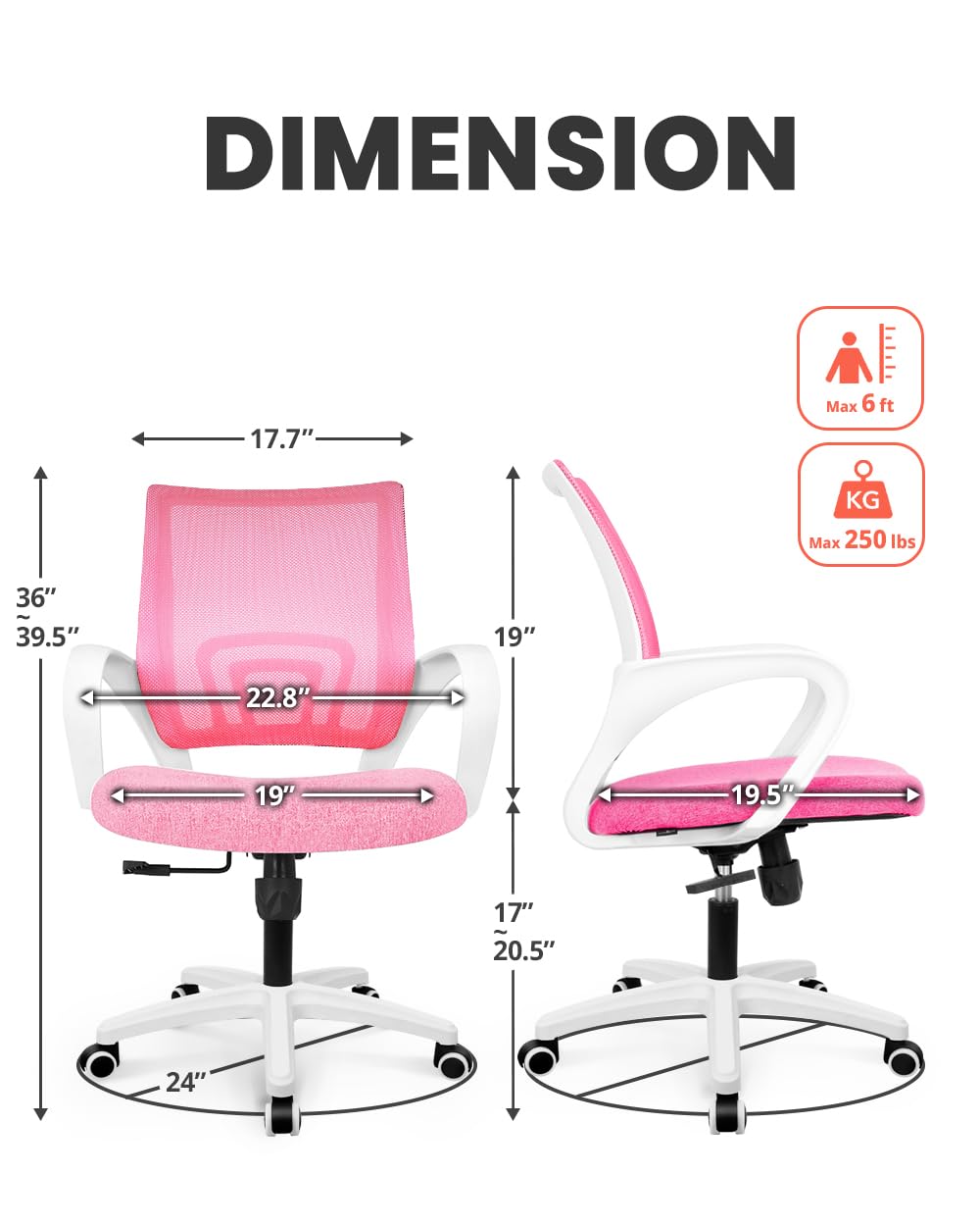 Office Computer Chair Ergonomic Mid-Back Mesh Desk