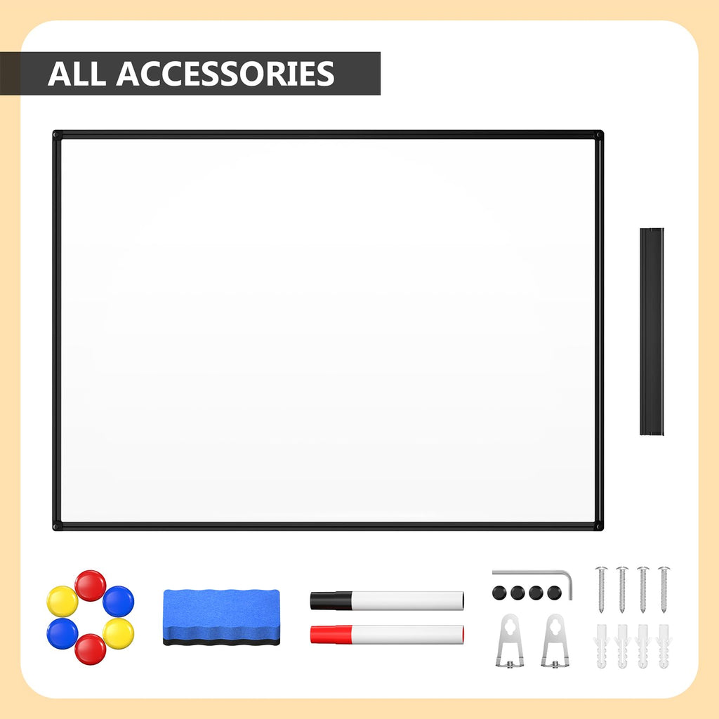 Magnetic Dry Erase Whiteboard, 46 x 33 Inch / 1 Magnetic Eraser, 2 Pens, Marker Tray, 6 Magnets