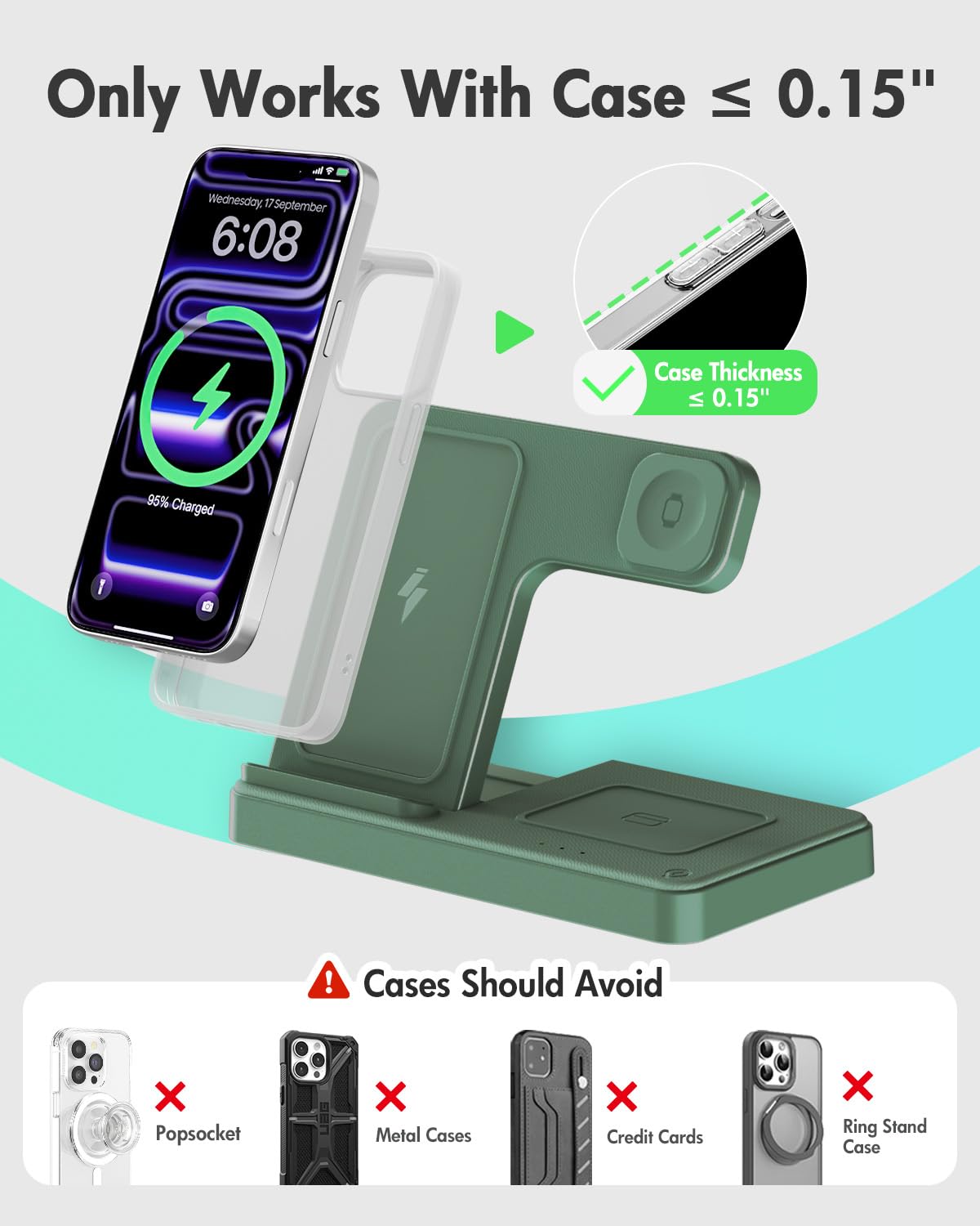 Wireless Charging Station for Apple Devices | 3 in 1 (I phones, Apple Watches, Airpods