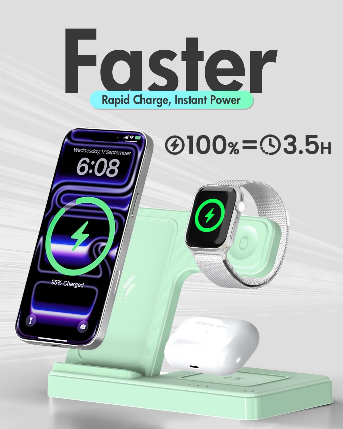 Wireless Charging Station for Apple Devices | 3 in 1 (I phones, Apple Watches, Airpods