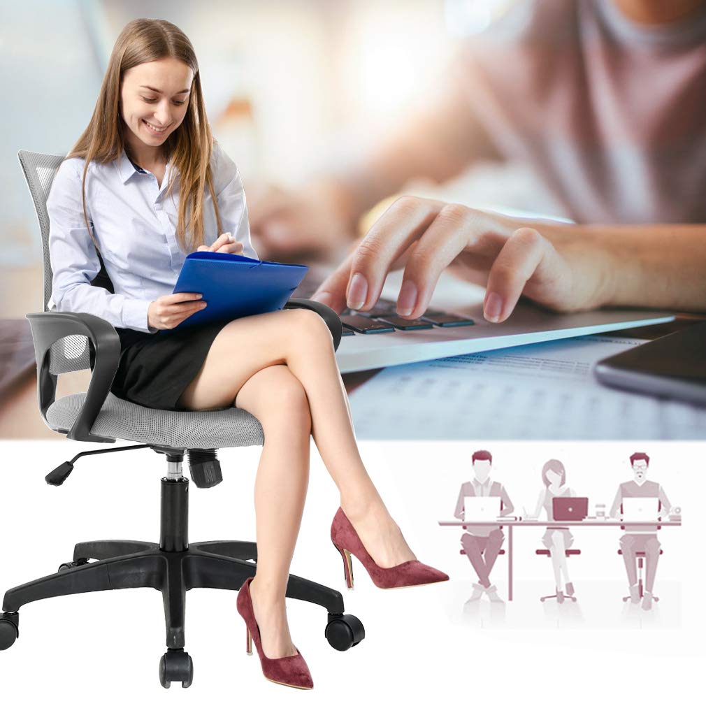 Ergonomic Office Chair | Mid-Back Swivel Desk Chair | with Lumbar Support