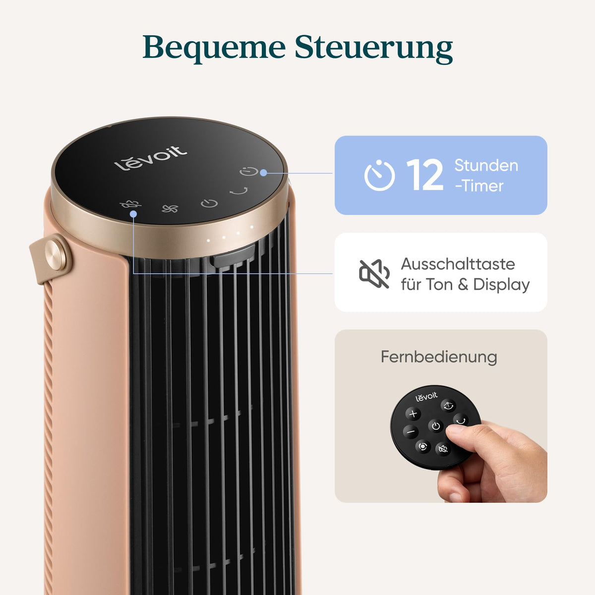 Levoit Tower Fan for Bedroom, Standing Fan with 36”-47” Adjustable Height
