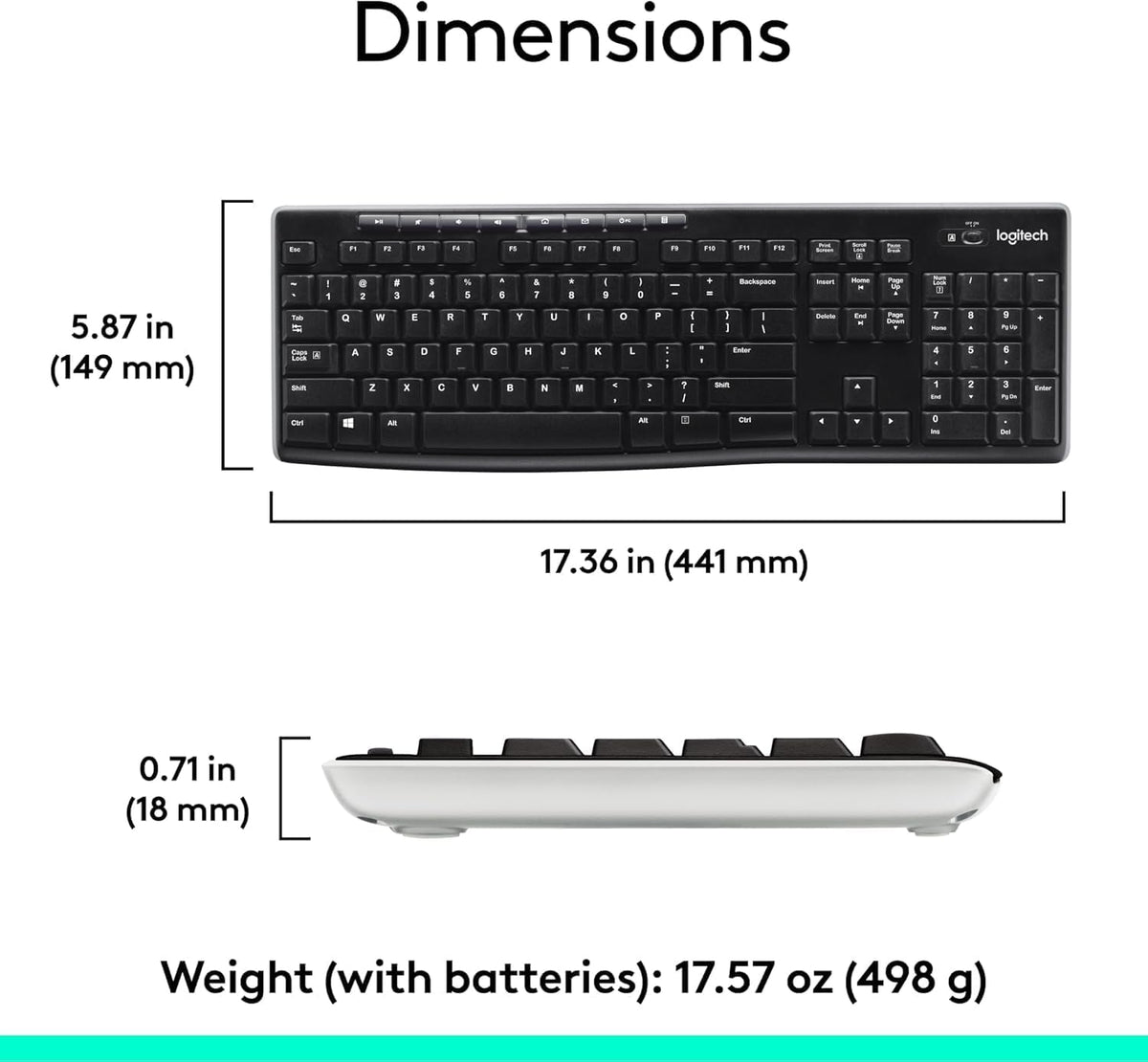 Logitech MK270 Full Size Wireless Keyboard and Mouse Combo