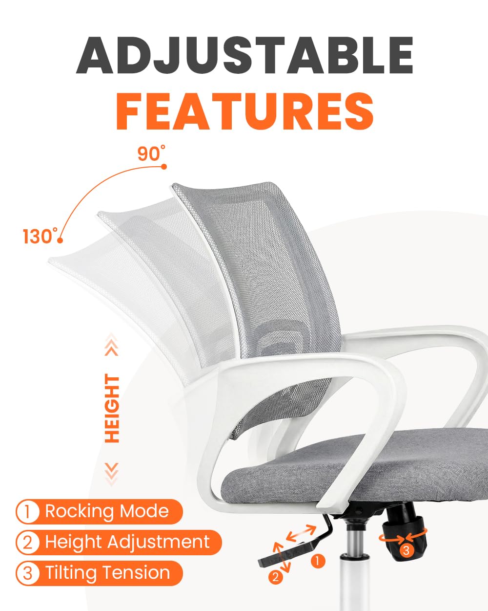 Office Computer Chair Ergonomic Mid-Back Mesh Desk