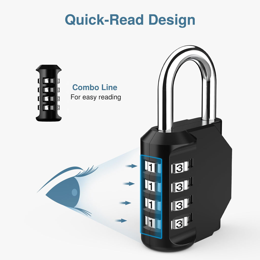 Puroma | 1 Combination Lock | 4 Digit Padlock | 2, 3, 4, & 10 Combo Packs