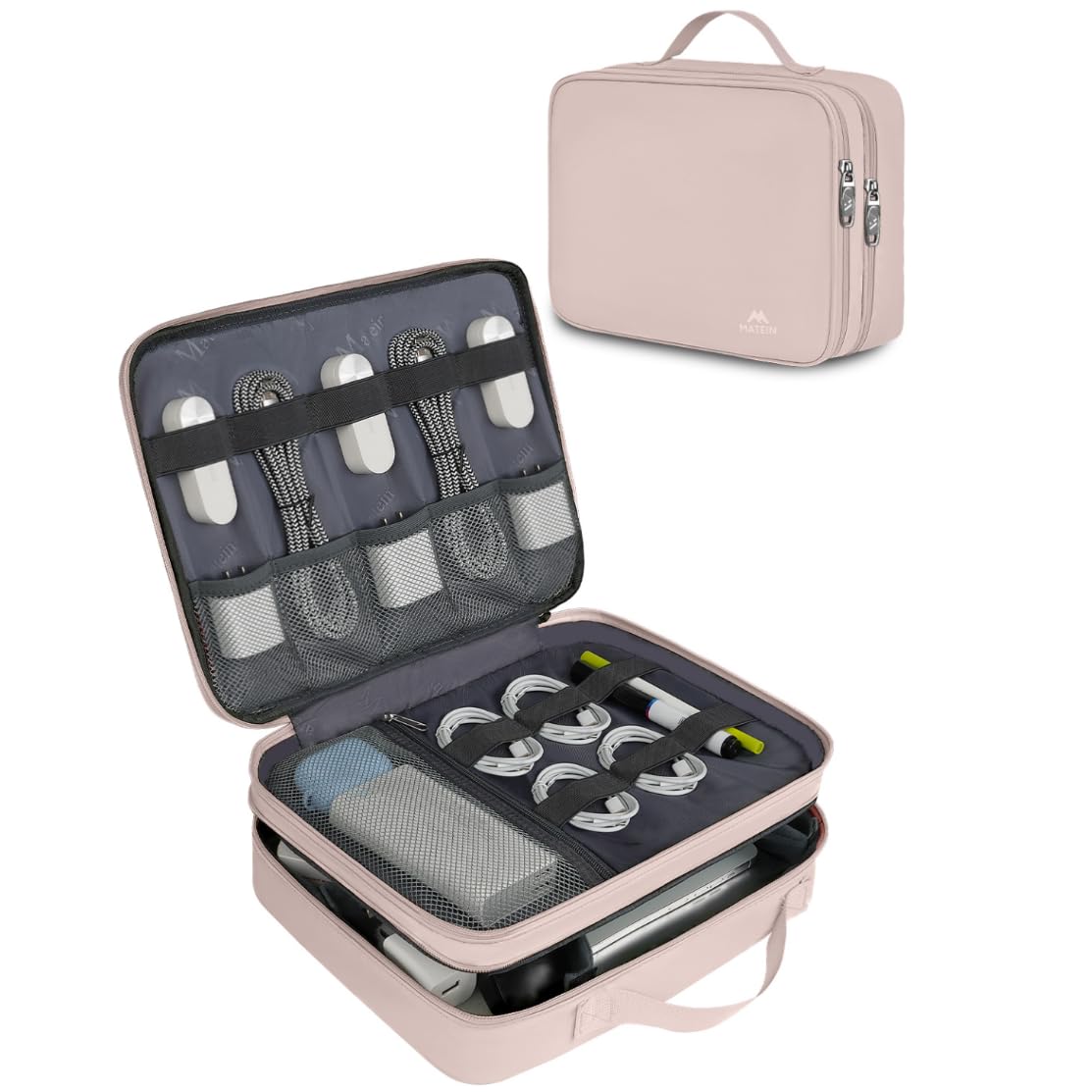 Electronics Organizer Travel Cube, Black | Water Resistant