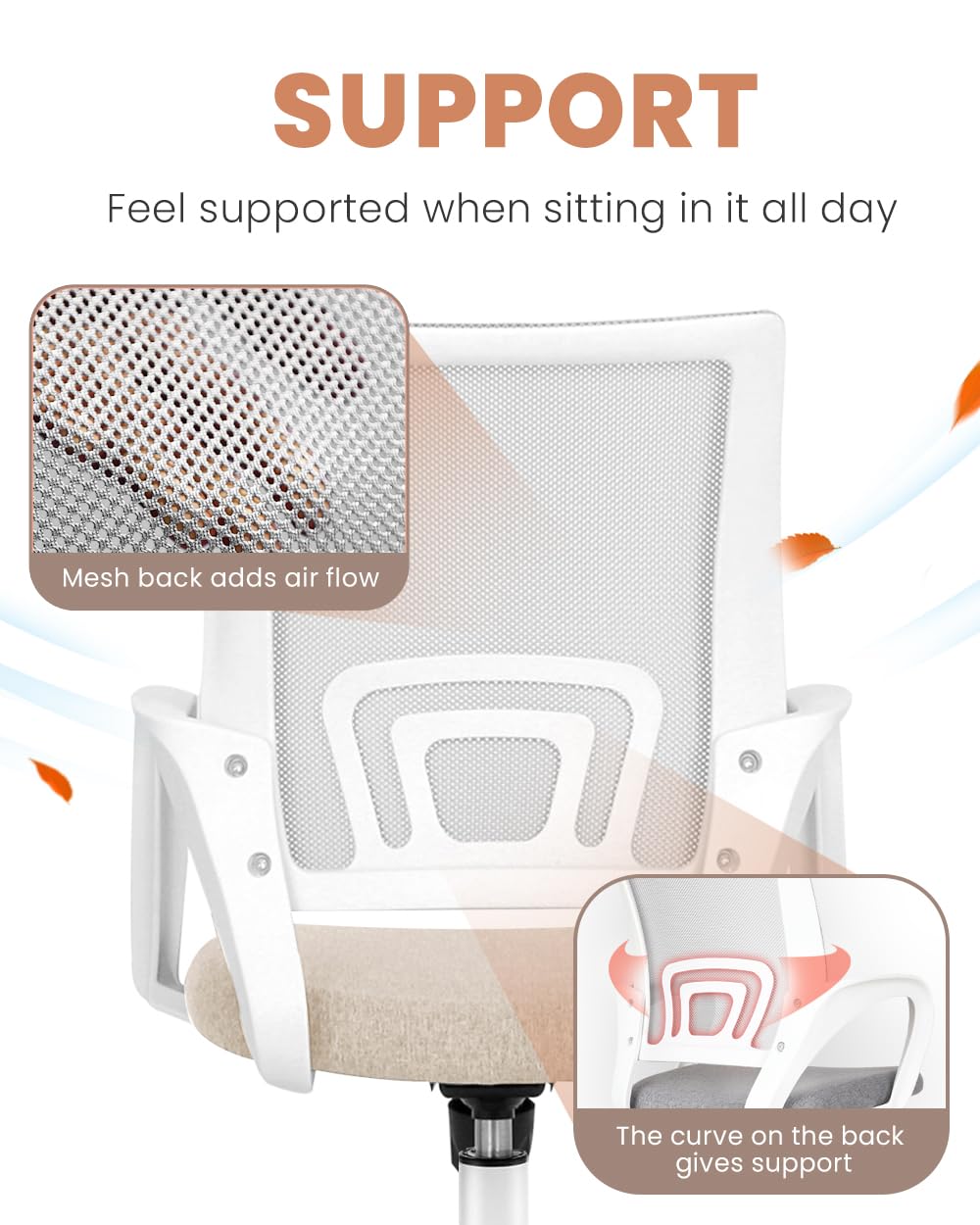 Office Computer Chair Ergonomic Mid-Back Mesh Desk