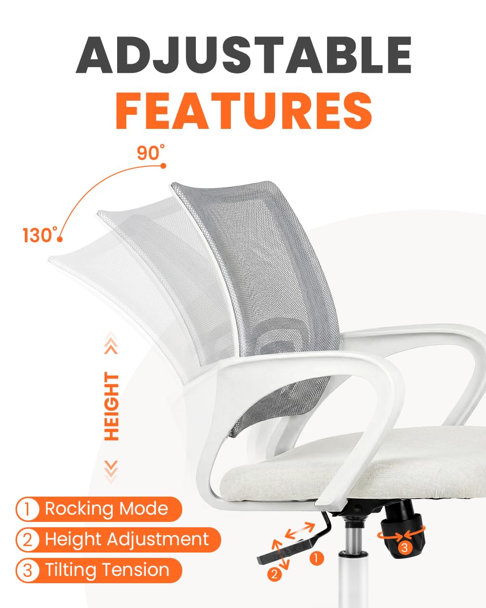 Office Computer Chair Ergonomic Mid-Back Mesh Desk