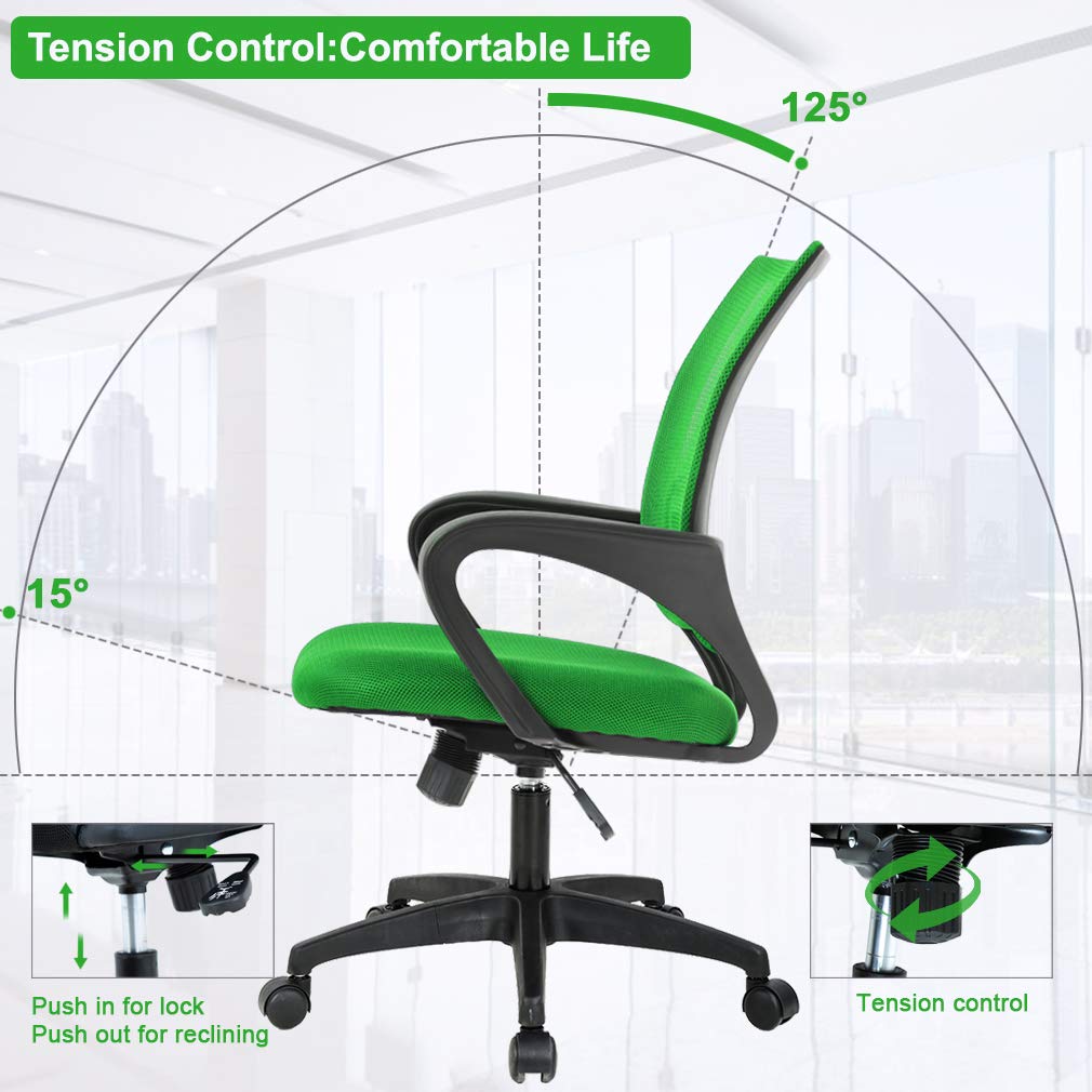 Ergonomic Office Chair | Mid-Back Swivel Desk Chair | with Lumbar Support