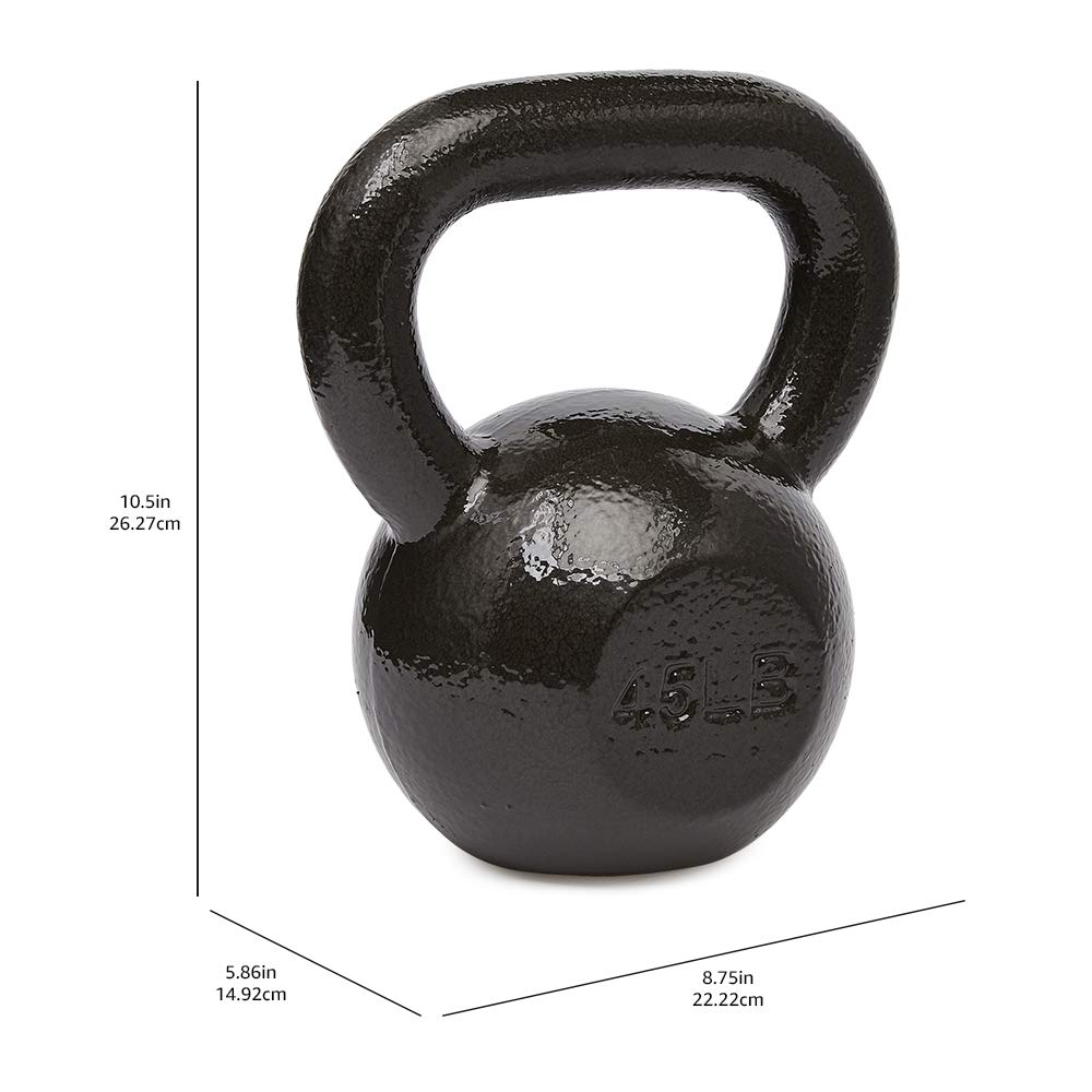 Amazon Basics Cast Iron Kettlebell for Strength Training | Black | 10lbs - 60lbs
