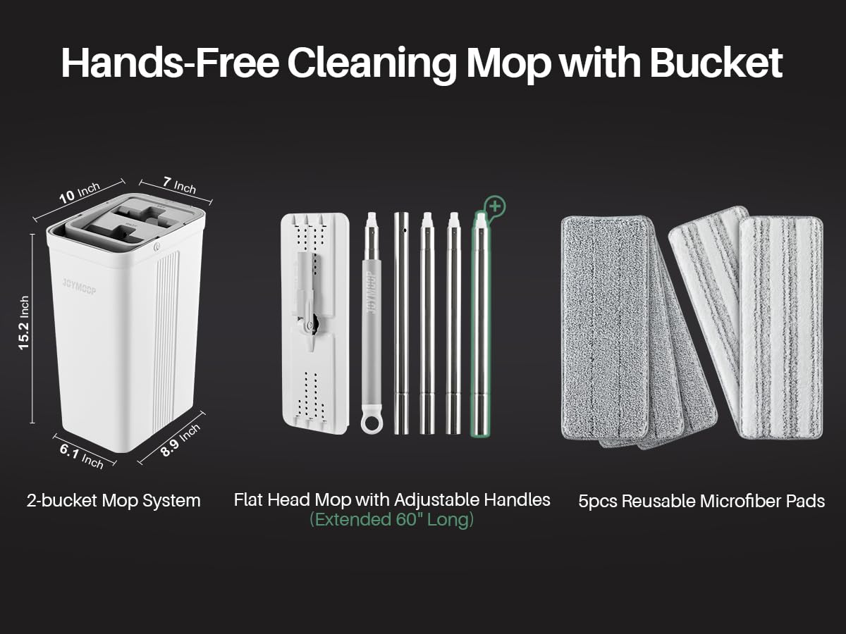 White Flat Mop and Bucket Set
