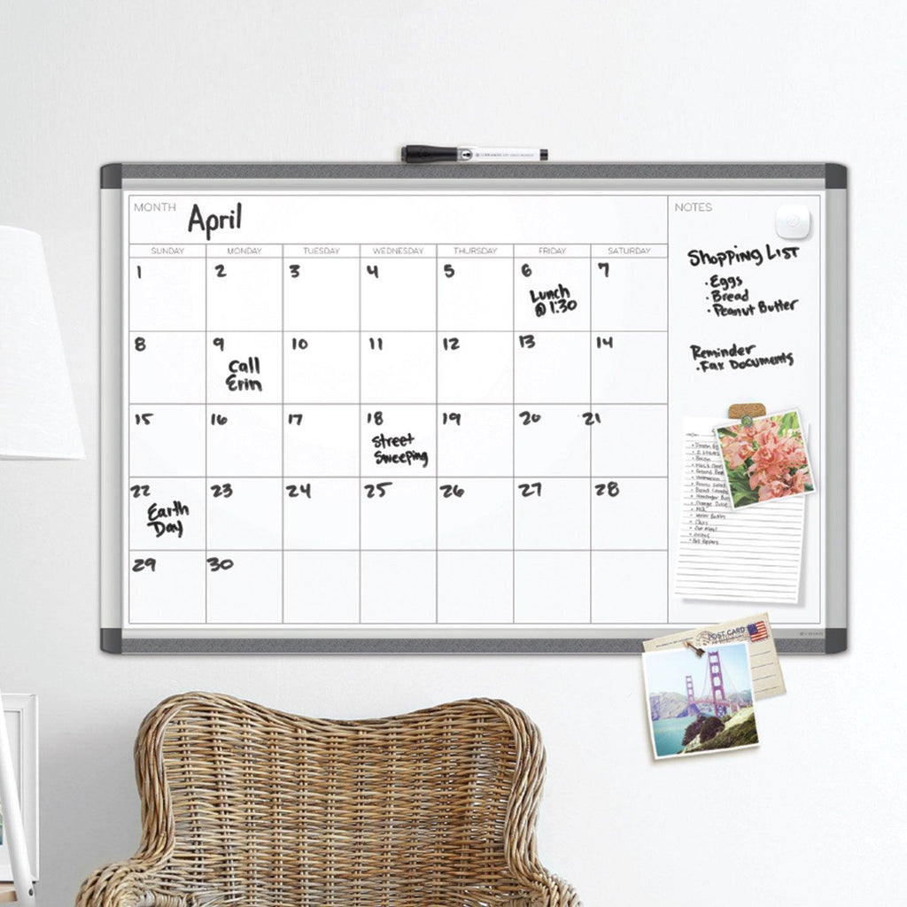 Magnetic Dry Erase One Month Calendar, 36 x 24, White