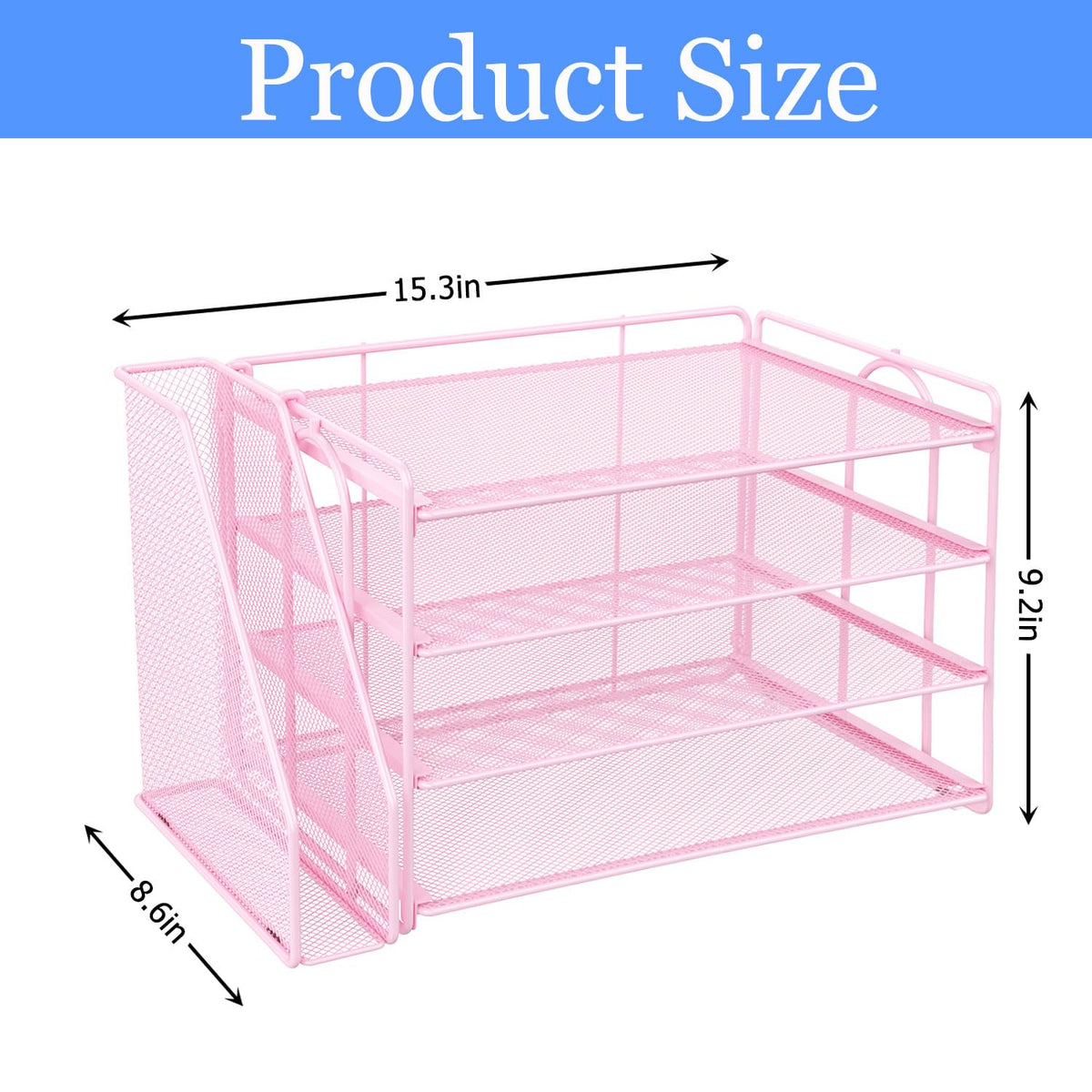Paper Organizer With Magazine Holder | (Black, 4-Tier)