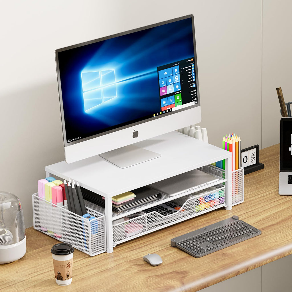 Desk Organizer and Accessories, 2-Tier Computer Monitor Stand Black