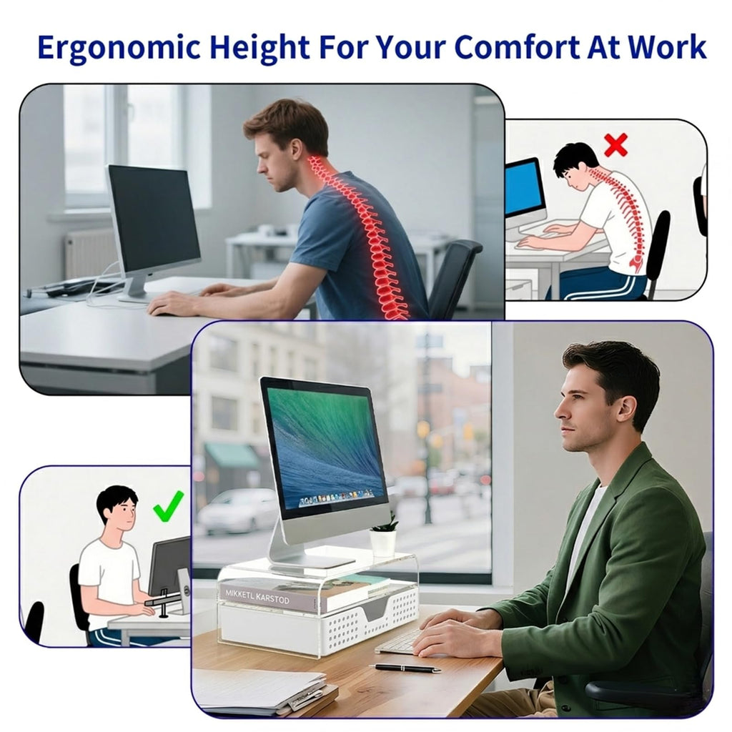 Desk Organizer and Accessories, 2-Tier Computer Monitor Stand Black
