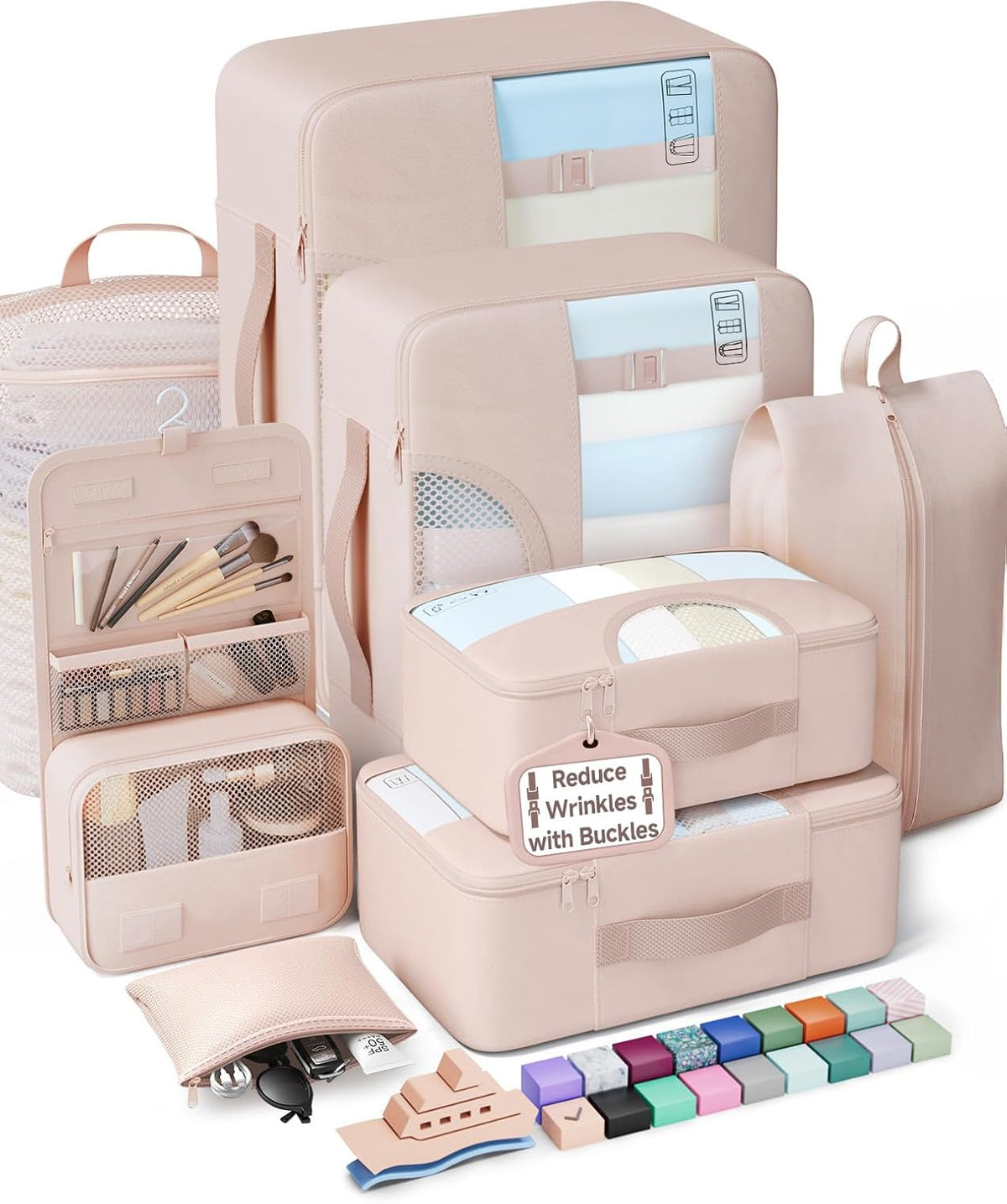 10 Set/8 Set Packing Cubes for Travel Essentials | Anti-Wrinkle Buckle