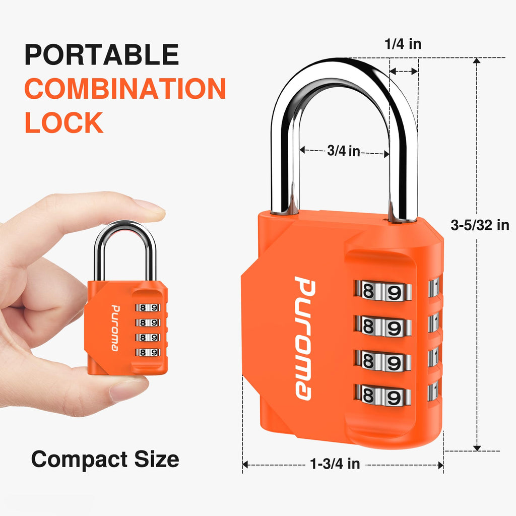 Puroma | 1 Combination Lock | 4 Digit Padlock | 2, 3, 4, & 10 Combo Packs