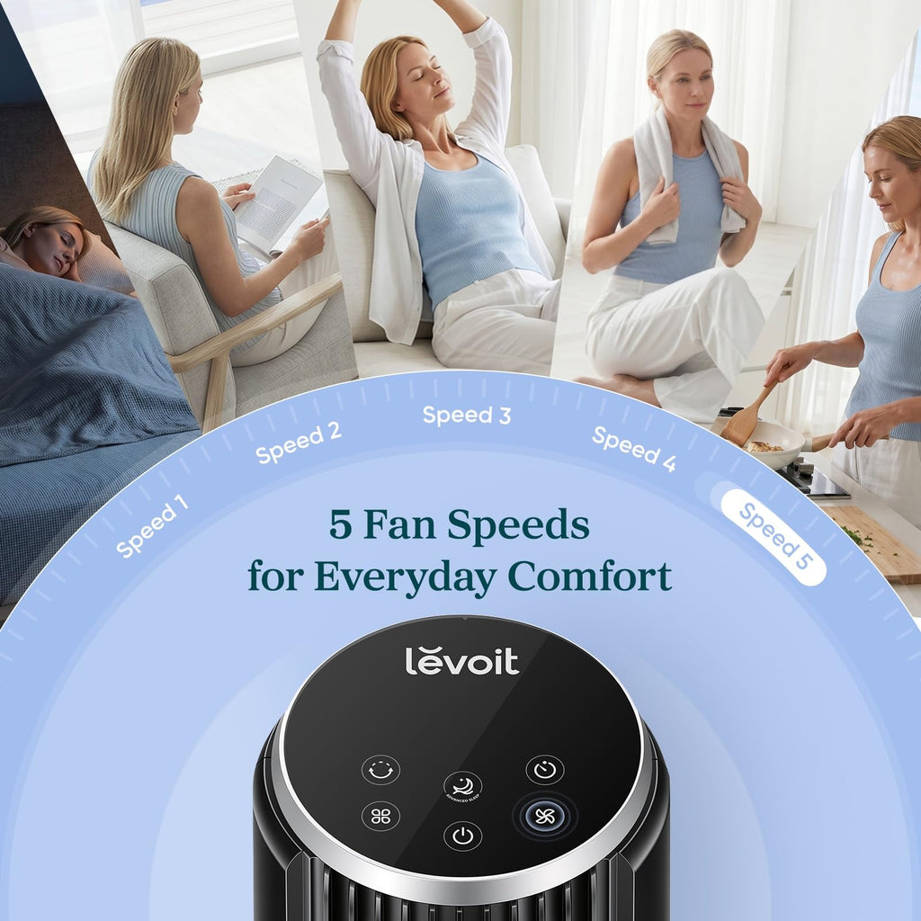 Levoit Tower Fan for Bedroom, Standing Fan with 36”-47” Adjustable Height