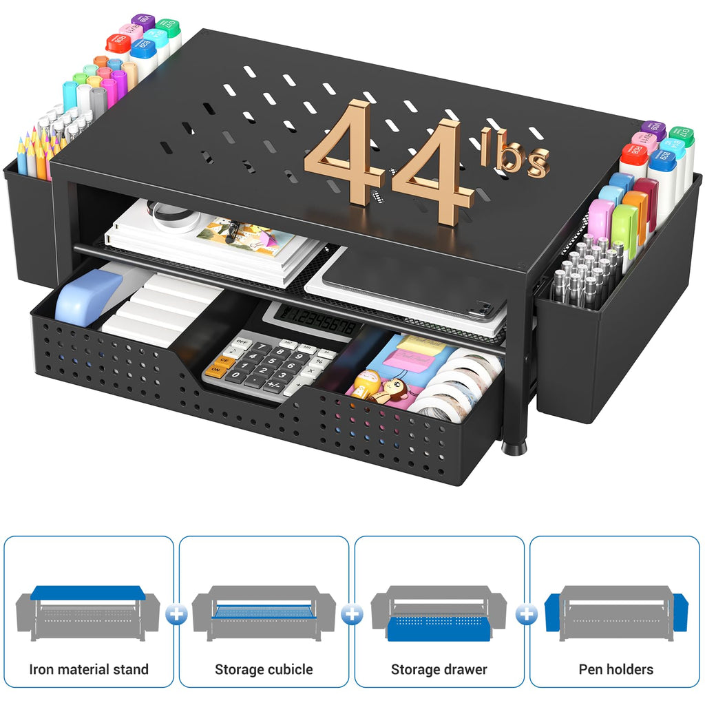 Desk Organizer and Accessories, 2-Tier Computer Monitor Stand Black