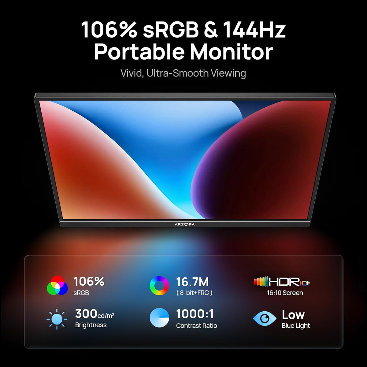 ARZOPA 16.1'' 144Hz Portable Gaming Monitor 106% sRGB - Z1FC