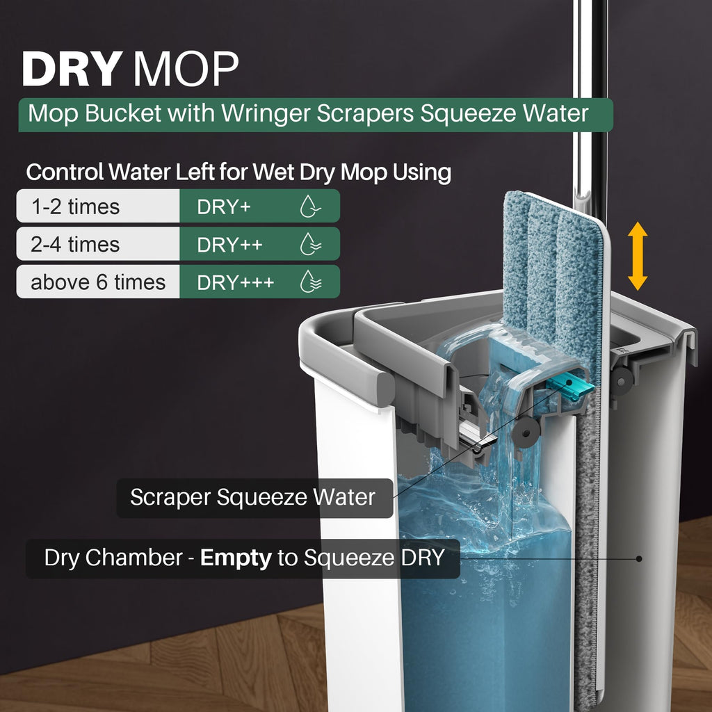 White Flat Mop and Bucket Set