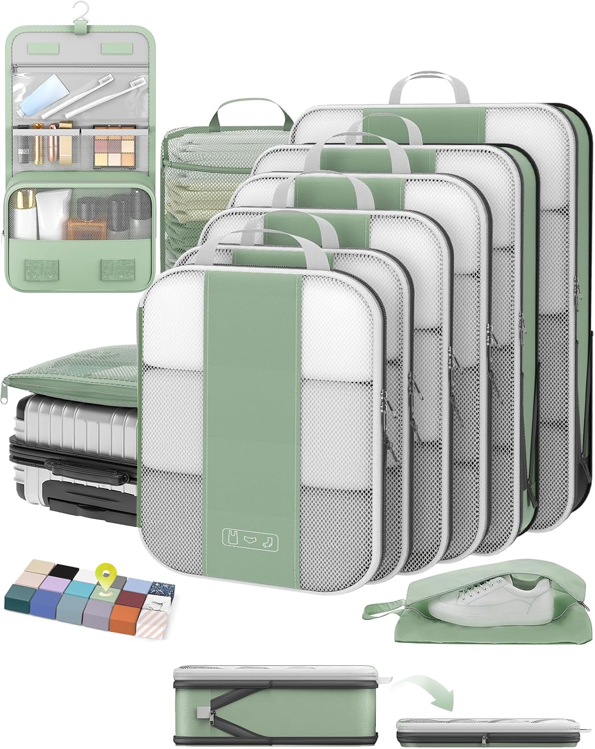 10 Set Compression Packing Cubes for Travel Essentials (Black)