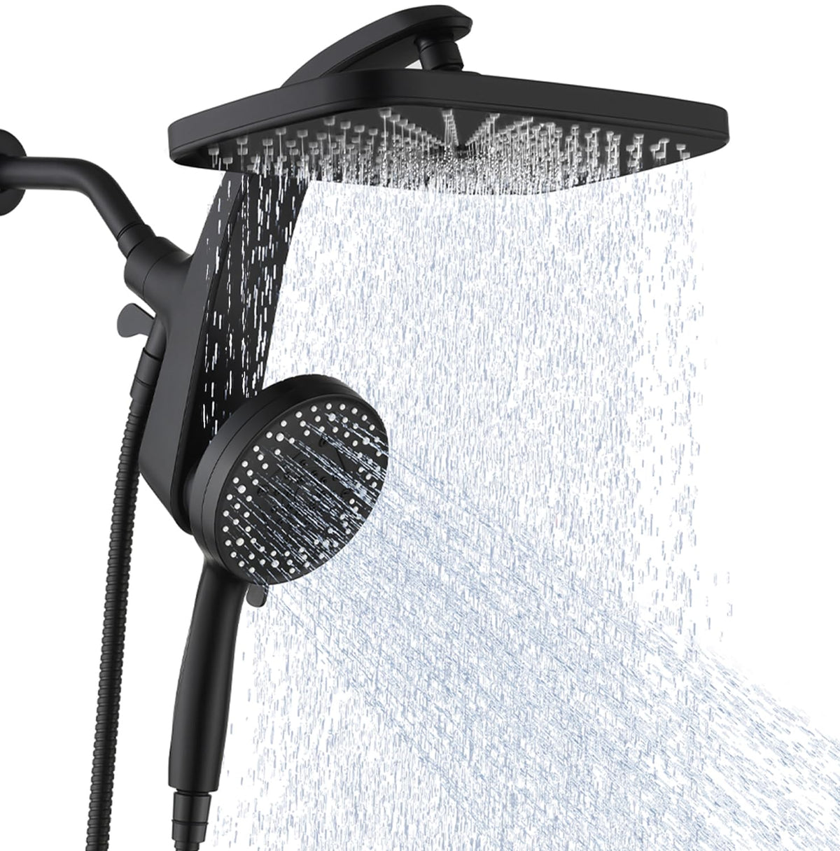 Shower Head with Rainfall Patter | Handheld Showerhead | Black | 1.8GPM