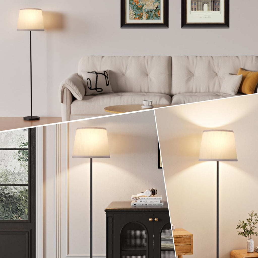 Modern Floor Lamp Simple Design with White Shade & Foot Pedal Switch