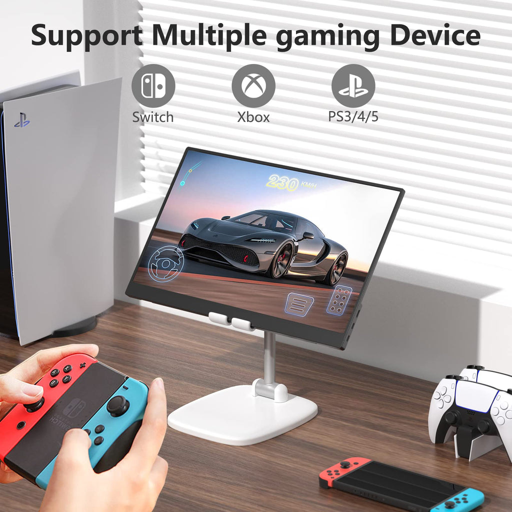 ForHelp 15.6inch Portable Monitor,1080P USB-C HDMI Second External Monitor for Laptop,PC,Mac Phone,PS,Xbox,Swich,IPS Ultra-Thin Zero Frame Gaming Display/Premium Smart Cover