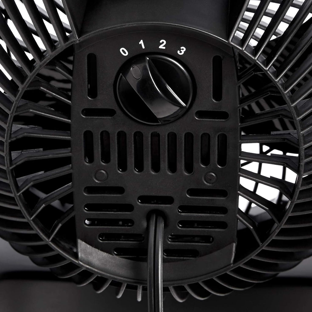 Amazon Basics Air Circulator Desk Fan for Bedroom, Home and Office, 90-Degree Tilt Head, 3 Speed Settings, Cooling, 35 Watts, Black, 11.1"W x 6.3"D x 10.9"H